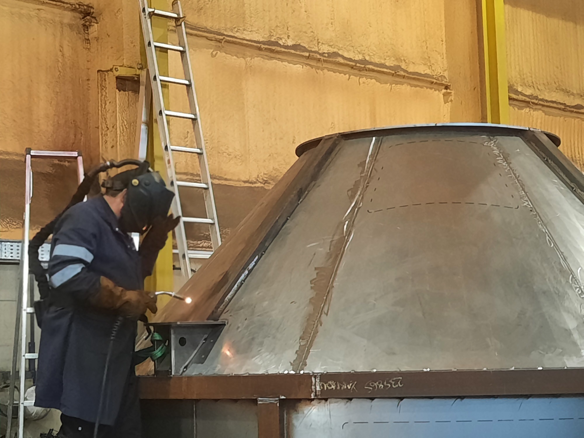 3.5 m diameter Extraction Stack fabricated in mild steel by Wrightfield